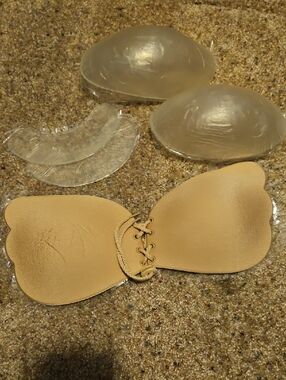 Nude Adhesive Strapless Silicone Bra with Other Bra Inserts